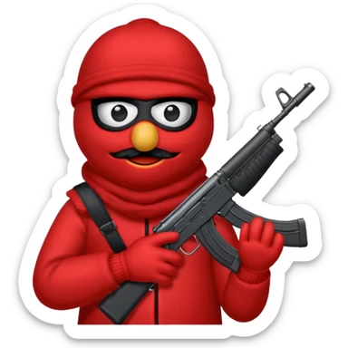 elmo with an AK47 and anbalaclava sticker