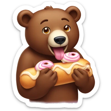 Bear eating a cinnamonroll sticker