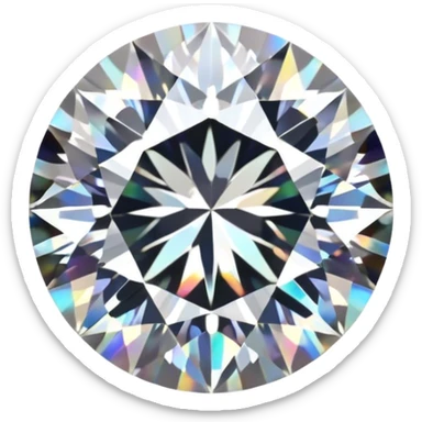 Make it 3D emoji style: add a silver jewelry setting to the round cut white diamond with subtle holographic glow sticker