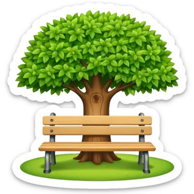 Bench facing at the front with a tree next to it sticker