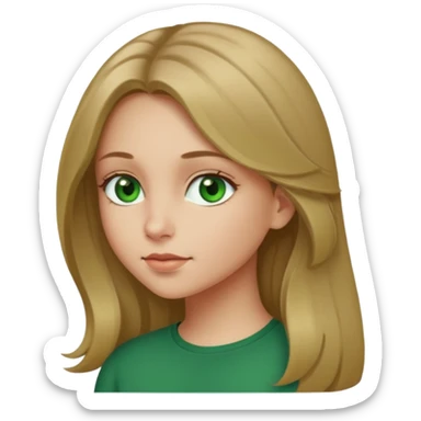 Girl profile picture with long dark blonde hair and green eyes  sticker