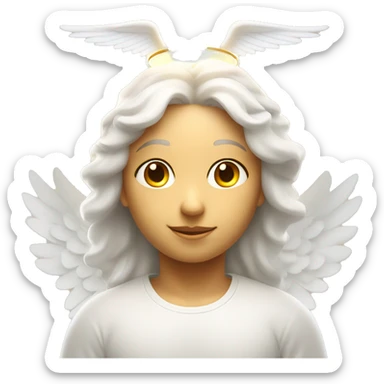 Angel face with two white wings and a beam of light with a halo sticker