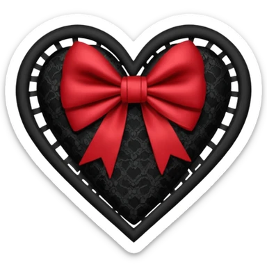 heart with a bow, goth sticker