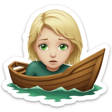 sad depressed weak cs major who is a pretty girl with blond hair and green eyes drowning on ship, very pretty very sad and weak. Near death almost dead drowning. sticker
