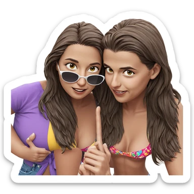 sisters enjoying summer sun sticker