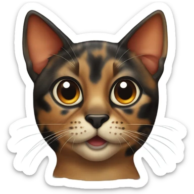 Tortoiseshell cat with orange snout and black ears sticker