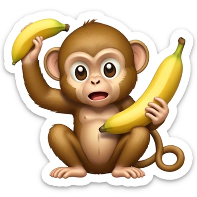 monkey with banana crying  sticker