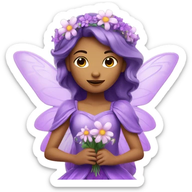 Purple Fairy Princess with flowers sticker