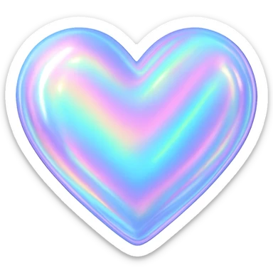 heart with a holographic shimmer, clean digital illustration sticker