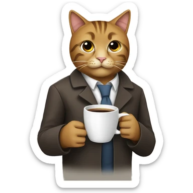 Doctor who is a cat, drinking a cup of coffee sticker