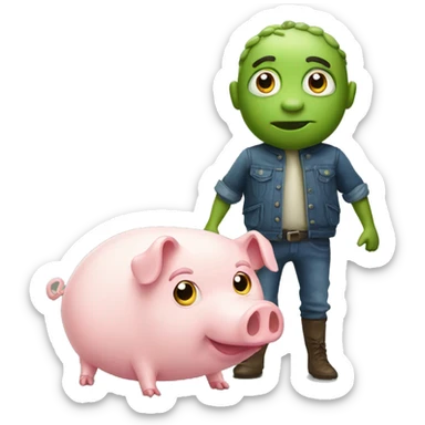 grenouille and pig sticker