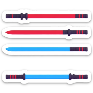 two lightsabers, one blue and one red sticker