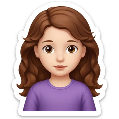 3yr old very white girl with wavy long brown hair in front of the sholders and brown eyes sticker