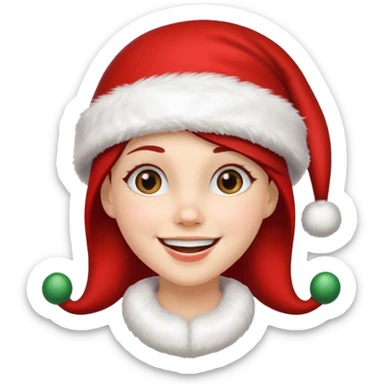 clean and vanilla girl with santa claus hat like holiday mood, christmas!! sticker