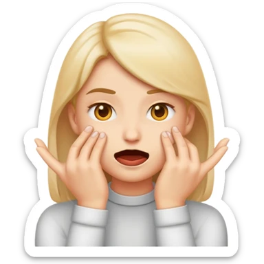 Emoji face biting lip, with hands rubbing together, plotting sticker