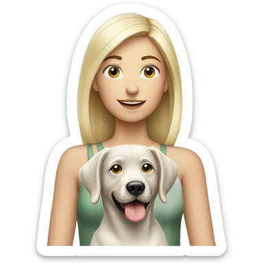 Blonde girl with a silver lab sticker