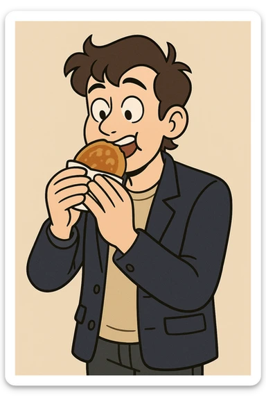 Hotteok a boy navy blue men's blazer jackets he's eating Hotteok sticker