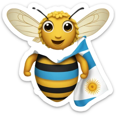 Create an emoji of a bee wearing the flag of argentina sticker
