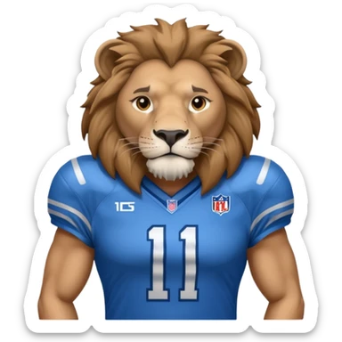 full blue color lion, wearing blue american football jersey sticker