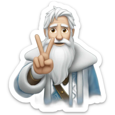 Father Frost shows hand sign of the horns sticker