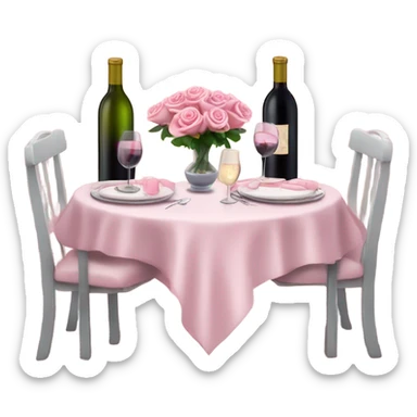 Hyper Realistic Romantic candlelit date,  pink roses with bottle of wine  sticker