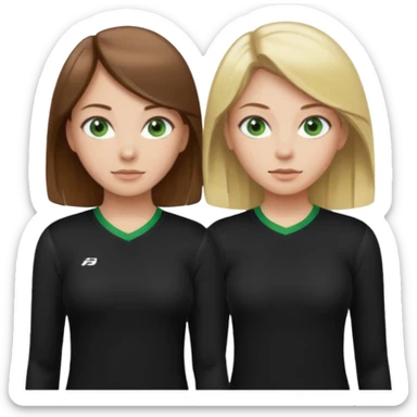 Maman cheveux marrons chemise noir et fille cheveux blond yeux verts tricot sport  sticker