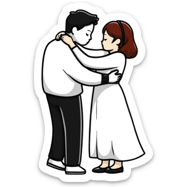 cute couple embracing sticker