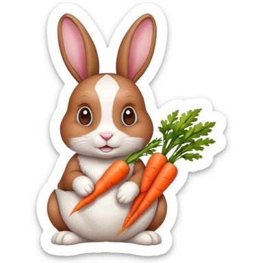 a rabbit with carrots sticker