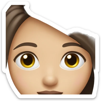 Light skinned brunette girl emoji straight hair pink lips dark brown hair sticker