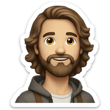 Daniel nass brazilian white skin straight brown hair bearded sticker