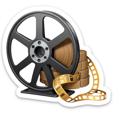 Film reel with shit movie sticker