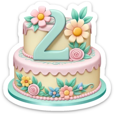 make a floral pastel cake that is aesthetic with the number 2 and 0 on it sticker