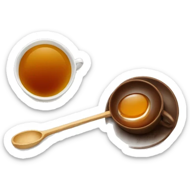 brown cup with tea on saucer honey spoon  sticker
