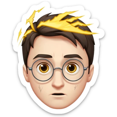 Harry Potter with a lightning bolt scar in the middle of the forehead sticker