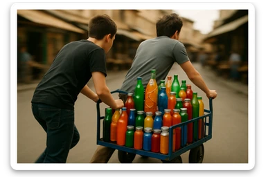 endi shu aravani bir balonchasi singan aka uka esa u ni yonida turganini yuzini ko'rsatmasdan tasvirla sticker