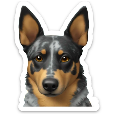 Blue heeler dog with a sunflower on its head sticker
