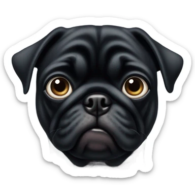 Black pug eye roll sticker