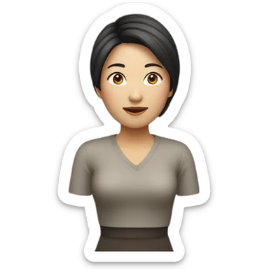 short cut asian woman sticker