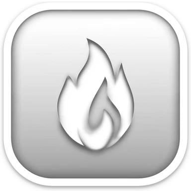 Icono de freidora y llama estilizada debajo, que sea icono en blanco, estilo outline, sticker