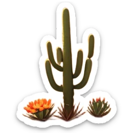 Cinematic Realistic Desert Emoji in a frame, Expansive and arid, with vast stretches of golden sand dunes and scattered cacti, the sun casting a warm, almost orange glow over the dry, cracked earth. The horizon blurs into a heat shimmer, while the occasional desert flower adds a splash of color to the barren landscape. Soft glowing outline, capturing the essence of the harsh yet stunning beauty of the desert, calm and quiet, filled with silence and mystery. sticker
