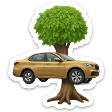 tree with a car sticker