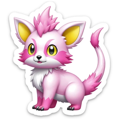 Shiny epic glittery white yellow pink animal-fakemon-creature sticker