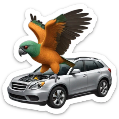 Kea bird ripping parts off car sticker