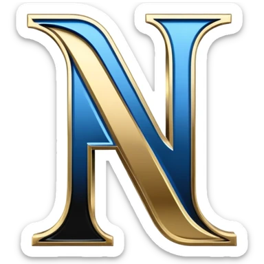 Bold Black-Blue-White-Gold Font Letter “N” sticker