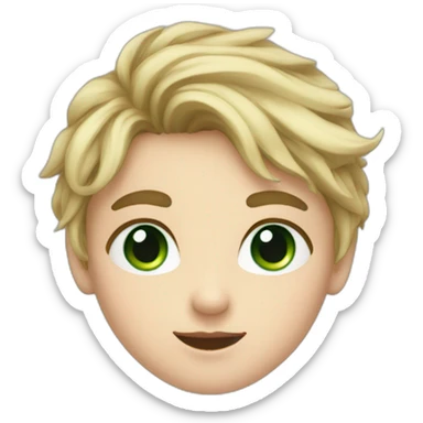Girl with blue eyes and blonde hair kiss the cheek of boy with dark brown hair and green eyes sticker