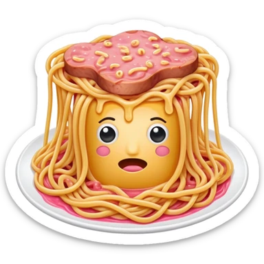  SPAM meat melted spaghetti pink gooey slop art sticker