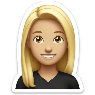 smiling girl in black shirt sticker