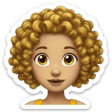 Girl curly brozn hair déguisement girafe sticker