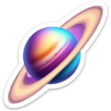 sparkly glittery blue purple and pink gradient planet with a cheesy saturn ring sticker