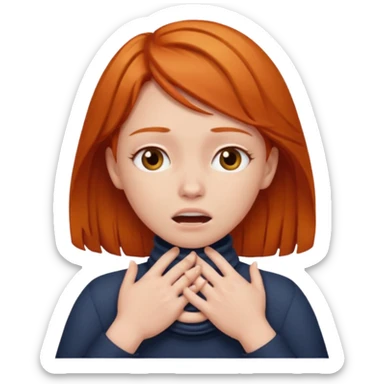 Ginger hair girl choking herself out with both her hands around her neck  sticker